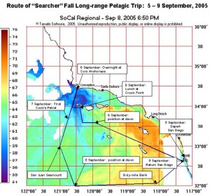 Pelagic Birding Tour Trip Map Sep 2005
