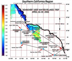 Pelagic Birding Tour Trip Map April 2006