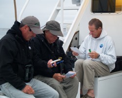 Searcher's leaders conferring, recording, reporting